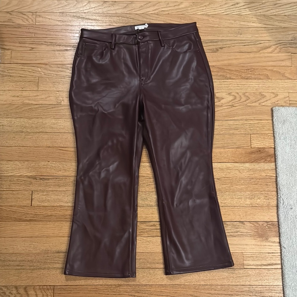 Good American Faux Leather Crop Boot Cut Pants